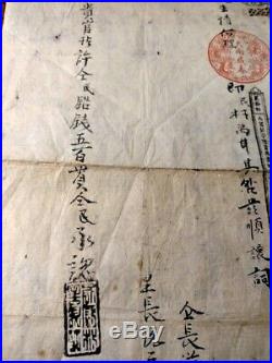 China 1899 Chinese Vietnam Indochine French RARE Land Transfer Contract Document