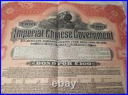 China 1911 Imperial Chinese Hukuang Railway 100 Sterling BIC Bank Gold Bond Loan