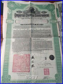 China 1911 Imperial Chinese Hukuang Railway £ 20 Gold NOT CANCELLED Bond BIC
