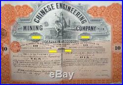 China 1912 Chinese Engineering 10 Bearer Shares of £1 each
