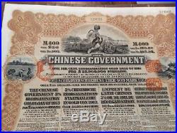 China 1913 Chinese Reorganisation 20 Pounds Gold Coupons NOT CANCELLED Bond DAB