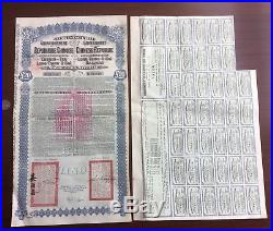 China 1913 Lung Tsin U Hai Railway bond with 42 coupons, Good condition