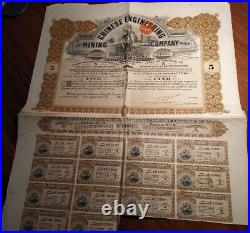 China 1925 Chinese Engineering Mining 5 Sterling Coupons Waterlow Bond Loan