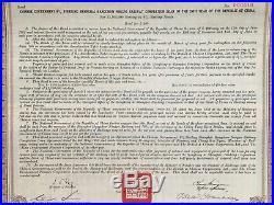 China Chinese Government 1936 Shanghai Hangchow Rail £100 Bond Loan + Coupons