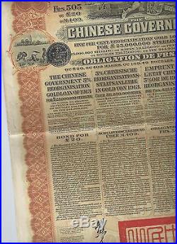 China Chinese Government Reorganisation Gold bond 1913 with 43 coupons US seller