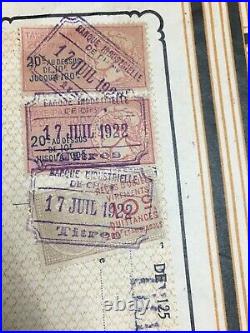 China French Industrial Bank 1920 Share Certificate With Stamps