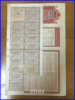 China Government 1907 Canton Kowloon Railway £100 Gold Bond +Coupons Uncancelled