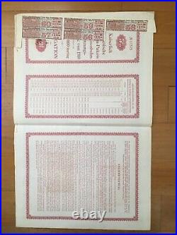 China Government 1910 Tientsin Railway £100 Bond + Coupons Uncancelled No Holes