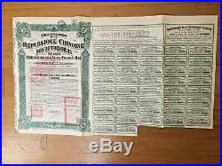 China Government 1921 Lung Tsing U Hai 500frs Bonds With Coupons Uncancelled