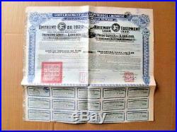 China Government 1922 Railway Equipment £20 Bond Loan With Coupons Uncancelled