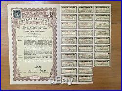 China Government 1938 Us$10 Gold Bond Loan Uncancelled With Coupons