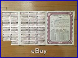 China Government 1940 Reconstruction $5 Gold Bond Loan Uncancelled With Coupons