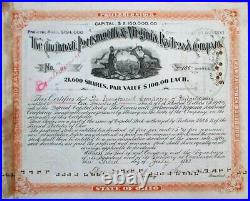 Cincinnati, Portsmouth & Virginia Railroad 1893 Stock Certificate OH/VA