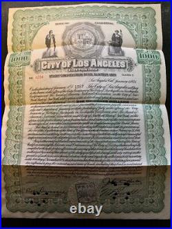 City Of Los Angeles $1000 Street Construction Bond Election 1924