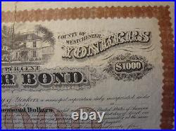 City Of Yonkers State Of New York Water Bond $1,000 1889 Seven Percent