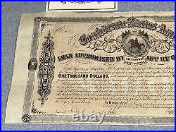 Civil War 1864 CSA Confederate States America $1000 BOND NOTE + Half Dollar coin