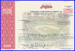 Cleveland Indians Baseball Company Stock Certificate Issued 1998 Richard Jacobs