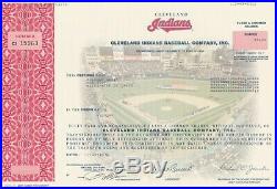 Cleveland Indians Baseball Company Stock Certificate Issued 1998 Richard Jacobs