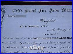 Colt's Patent Fire Arms Manufacturing Co Capital Stock Certificate 1840's-1860's