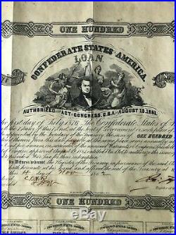 Confederate States of America $100 Loan Bond No. 2078, Richmond Virginia CSA
