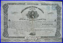 Confederate States of America $ 1000 loan + Coupons Richmond Oct 1862 USA bond