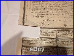 Confederate States of America Bond with coupons, 1 clipped