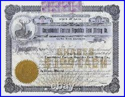 Consolidated Fortuna Republica Gold Mining Co. Certificate #16 333 shares! 1900