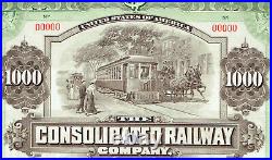 Consolidated Railway Company, New Haven Ct 1.1.1906 $1000 Gold Bond Specimen
