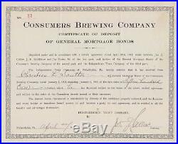 Consumers Brewing Company Stock Certificate
