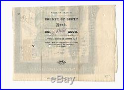 County of Scott, IL in aid of Rockford Rock Island & St. Louis RR $500 Bond 1870