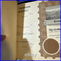 Crown Butte Canal And Resevoir Co. Stock Certificates Rare Full Book Of Unused