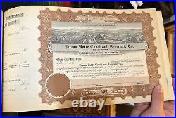 Crown Butte Canal And Resevoir Co. Stock Certificates Rare Full Book Of Unused