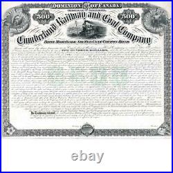 Cumberland Railway and Coal Co. 1886 30 year bond PROOF, Canada Bank Note Co