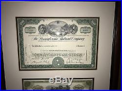 Custom framed 3 stock certificate with certificate of authenticity