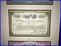 Custom framed 3 stock certificate with certificate of authenticity