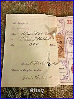 D 1864 Hulbert Mining Company Michigan Certificate #9