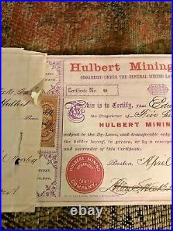 D 1864 Hulbert Mining Company Michigan Certificate #9