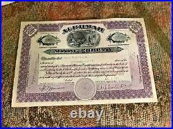 D 1912 Purple Algomah Stock Certificate #4093 Michigan