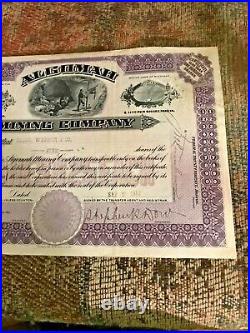 D 1912 Purple Algomah Stock Certificate #4093 Michigan