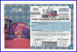 DELAWARE 1999 Planet Hollywood International Inc Stock Certificate