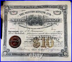 DINERO MINING and MILLING COMPANY LAKE COUNTY COLORADO LEADVILLE OFFICE 1887