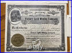Deadwood Heidelberg & Victory Gold Mining Stock Certificate Lot SD John Treber