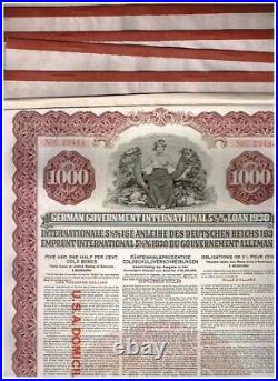 Dealers' Lot 6 German Government Int. Loan (Young-Loan) 1930, $1000 Gold Bond