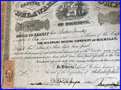 Delaware Mining Co stock certificate #64 1863