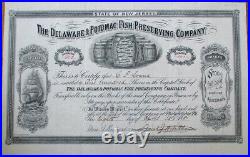 Delaware & Potomac Fish Preserving Co. 1881 Stock Certificate Philadelphia, PA