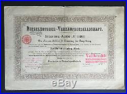 Dieselmotoren-Verkaufsgesellschaft Interims-Actie 1898 original, Sammleraktie
