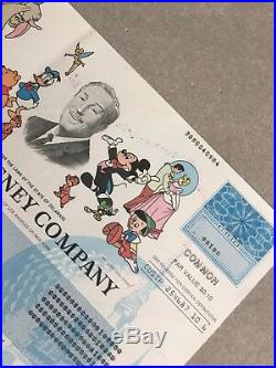 Disney Company Original Stock Certificate Symbol DIS Mickey Disneya