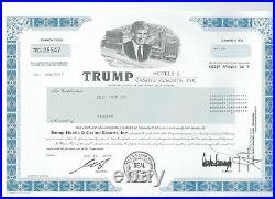 Donald Trump Hotel & Casino Resorts stock certificate Authentic Original Genuine