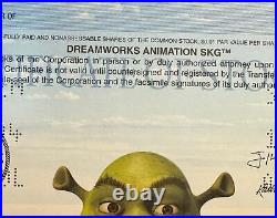 DreamWorks Animation Specimen Stock Certificate (Colorful with Shrek!)