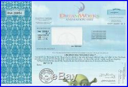 Dreamworks Animation Issued Stock Certificate Universal Pictures Shrek